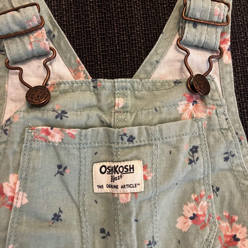 OshKosh B'gosh Mint Floral Overalls